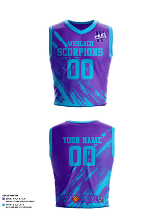 Womens Basketball Jersey, Weslaco Scorpions, Men's Basketball, Teamtime, Team time, sublimation, custom sports apparel, team uniforms, spirit wear, spiritwear, sports uniforms, custom shirts, team store, custom team store, fundraiser sports, apparel fundraiser