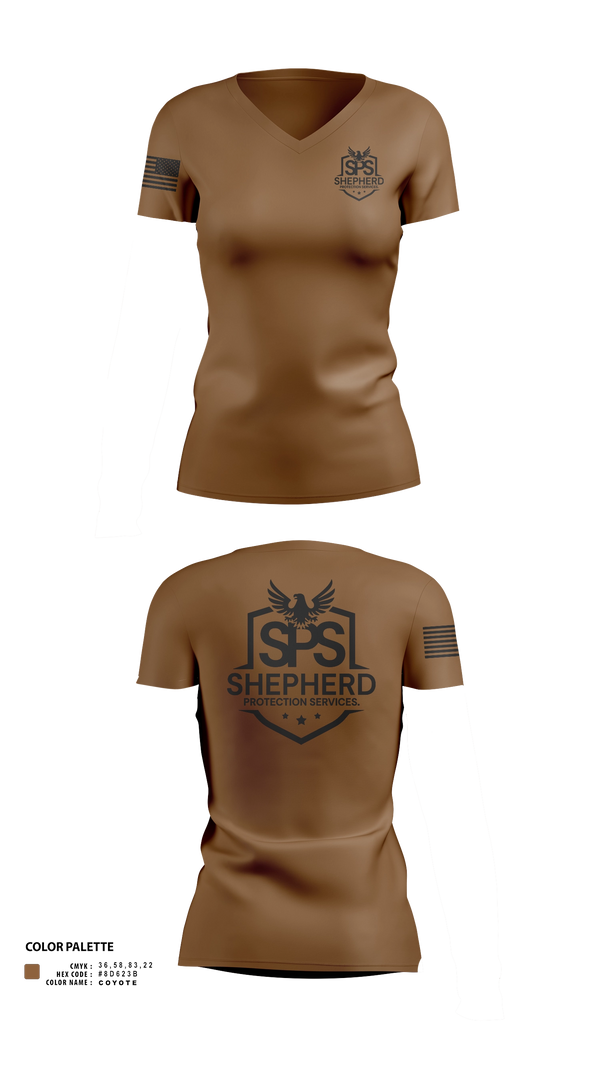 Womens Short Sleeve Vneck Shirt, SHEPHERD PROTECTION SERVICES, , Teamtime, Team time, sublimation, custom sports apparel, team uniforms, spirit wear, spiritwear, sports uniforms, custom shirts, team store, custom team store, fundraiser sports, apparel fundraiser