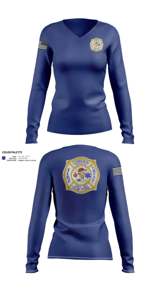 Womens Long Sleeve Vneck Shirt, Canaan Protective Fire Company, Fire Department, Teamtime, Team time, sublimation, custom sports apparel, team uniforms, spirit wear, spiritwear, sports uniforms, custom shirts, team store, custom team store, fundraiser sports, apparel fundraiser