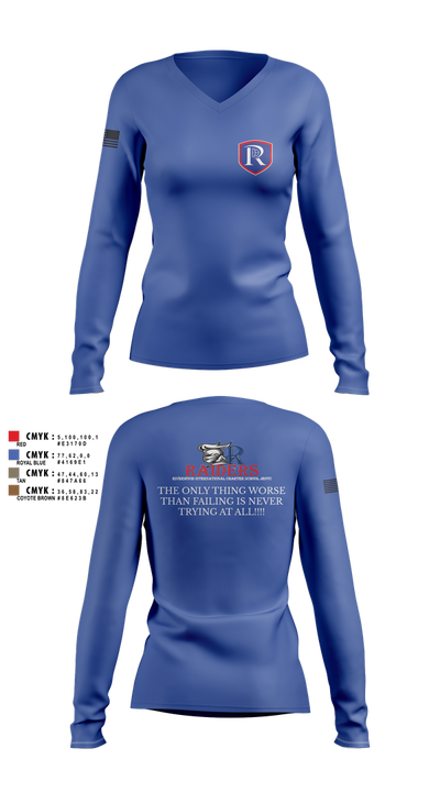 RICS Raiders 86682498 Women's Long Sleeve V-neck Shirt - 10