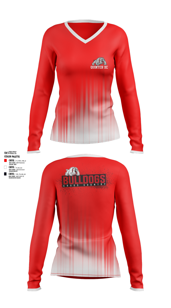 Womens Long Sleeve Vneck Shirt, Quinter XC, Cross Country, Teamtime, Team time, sublimation, custom sports apparel, team uniforms, spirit wear, spiritwear, sports uniforms, custom shirts, team store, custom team store, fundraiser sports, apparel fundraiser