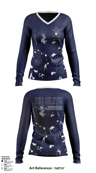 Womens Long Sleeve Vneck Shirt, KC Elite, Softball, Teamtime, Team time, sublimation, custom sports apparel, team uniforms, spirit wear, spiritwear, sports uniforms, custom shirts, team store, custom team store, fundraiser sports, apparel fundraiser