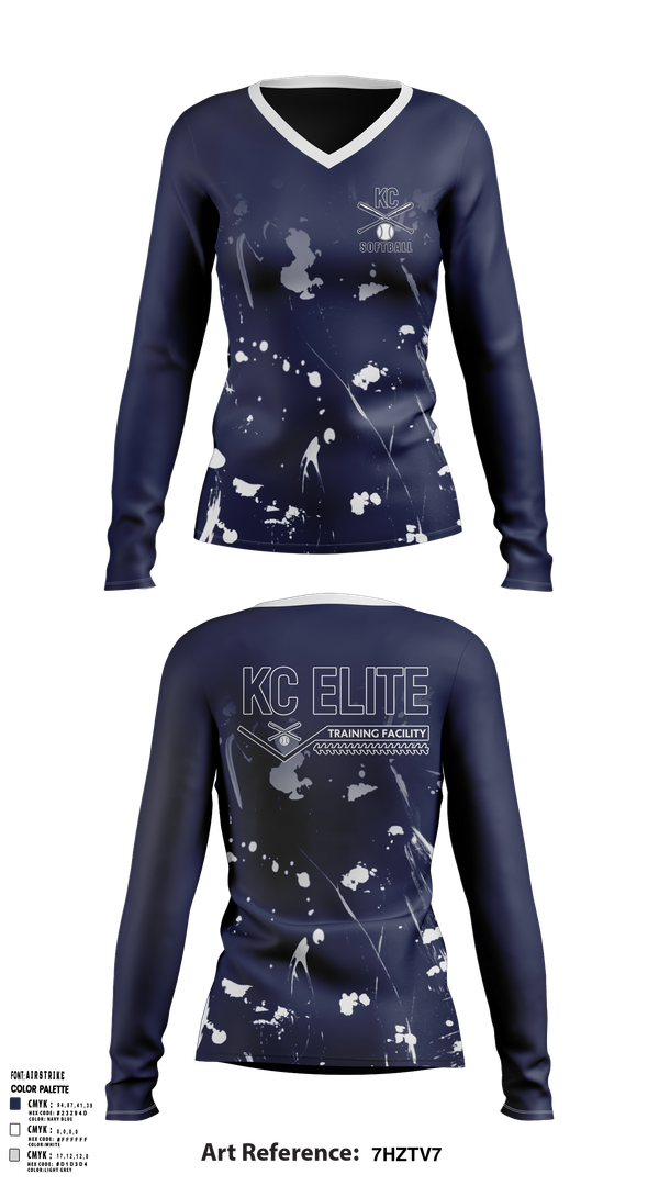 Womens Long Sleeve Vneck Shirt, KC Elite, Softball, Teamtime, Team time, sublimation, custom sports apparel, team uniforms, spirit wear, spiritwear, sports uniforms, custom shirts, team store, custom team store, fundraiser sports, apparel fundraiser
