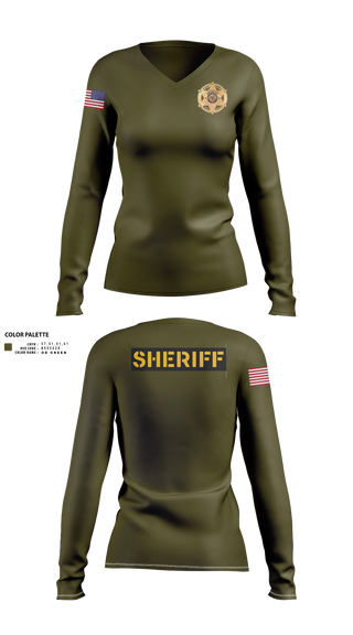 Womens Long Sleeve Vneck Shirt, Eddy County Sheriff's Office, Police, Teamtime, Team time, sublimation, custom sports apparel, team uniforms, spirit wear, spiritwear, sports uniforms, custom shirts, team store, custom team store, fundraiser sports, apparel fundraiser