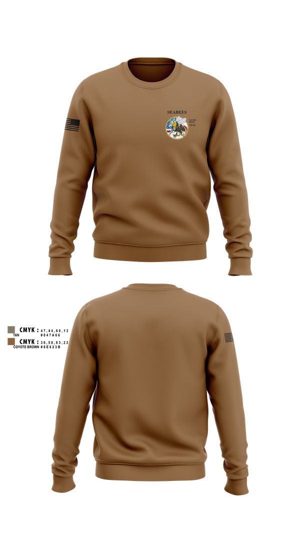 Crew Neck Sweatshirt, Seabees, Navy, Teamtime, Team time, sublimation, custom sports apparel, team uniforms, spirit wear, spiritwear, sports uniforms, custom shirts, team store, custom team store, fundraiser sports, apparel fundraiser