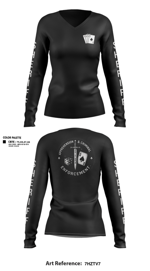 Womens Long Sleeve Vneck Shirt, ACE, Police, Teamtime, Team time, sublimation, custom sports apparel, team uniforms, spirit wear, spiritwear, sports uniforms, custom shirts, team store, custom team store, fundraiser sports, apparel fundraiser
