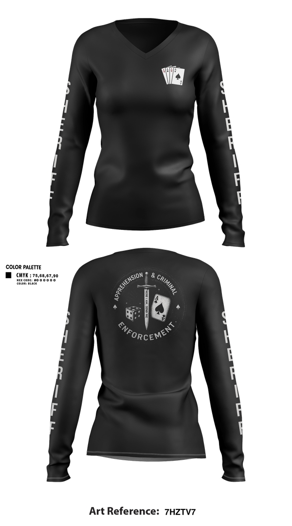 Womens Long Sleeve Vneck Shirt, ACE, Police, Teamtime, Team time, sublimation, custom sports apparel, team uniforms, spirit wear, spiritwear, sports uniforms, custom shirts, team store, custom team store, fundraiser sports, apparel fundraiser