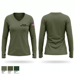 Womens Long Sleeve Vneck Shirt, Sour Lake Police Department, Police, Teamtime, Team time, sublimation, custom sports apparel, team uniforms, spirit wear, spiritwear, sports uniforms, custom shirts, team store, custom team store, fundraiser sports, apparel fundraiser