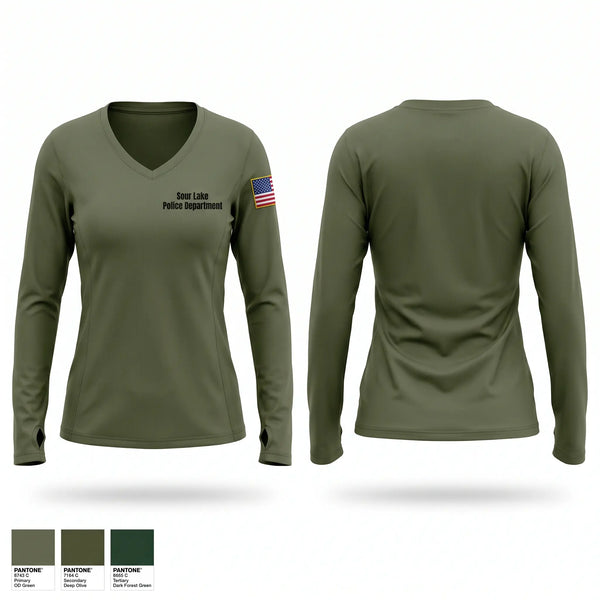 Womens Long Sleeve Vneck Shirt, Sour Lake Police Department, Police, Teamtime, Team time, sublimation, custom sports apparel, team uniforms, spirit wear, spiritwear, sports uniforms, custom shirts, team store, custom team store, fundraiser sports, apparel fundraiser