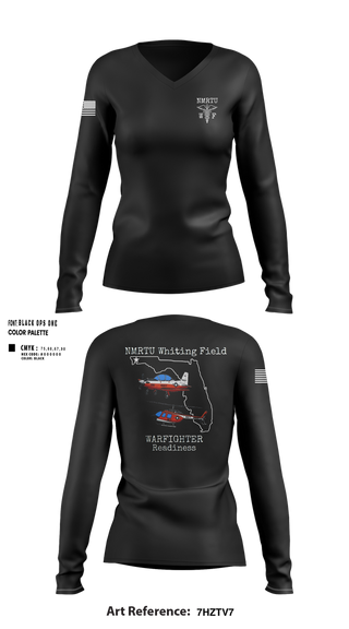 Womens Long Sleeve Vneck Shirt, NMRTU Whiting Field, , Teamtime, Team time, sublimation, custom sports apparel, team uniforms, spirit wear, spiritwear, sports uniforms, custom shirts, team store, custom team store, fundraiser sports, apparel fundraiser