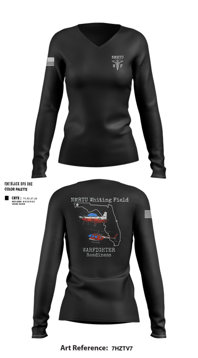 NMRTU Whiting Field 31708583 Women's Long Sleeve V-neck Shirt - 100