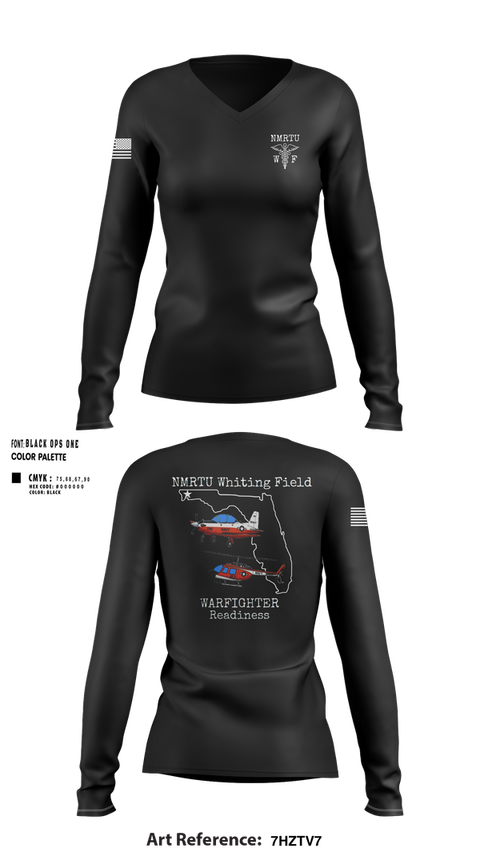 Womens Long Sleeve Vneck Shirt, NMRTU Whiting Field, , Teamtime, Team time, sublimation, custom sports apparel, team uniforms, spirit wear, spiritwear, sports uniforms, custom shirts, team store, custom team store, fundraiser sports, apparel fundraiser