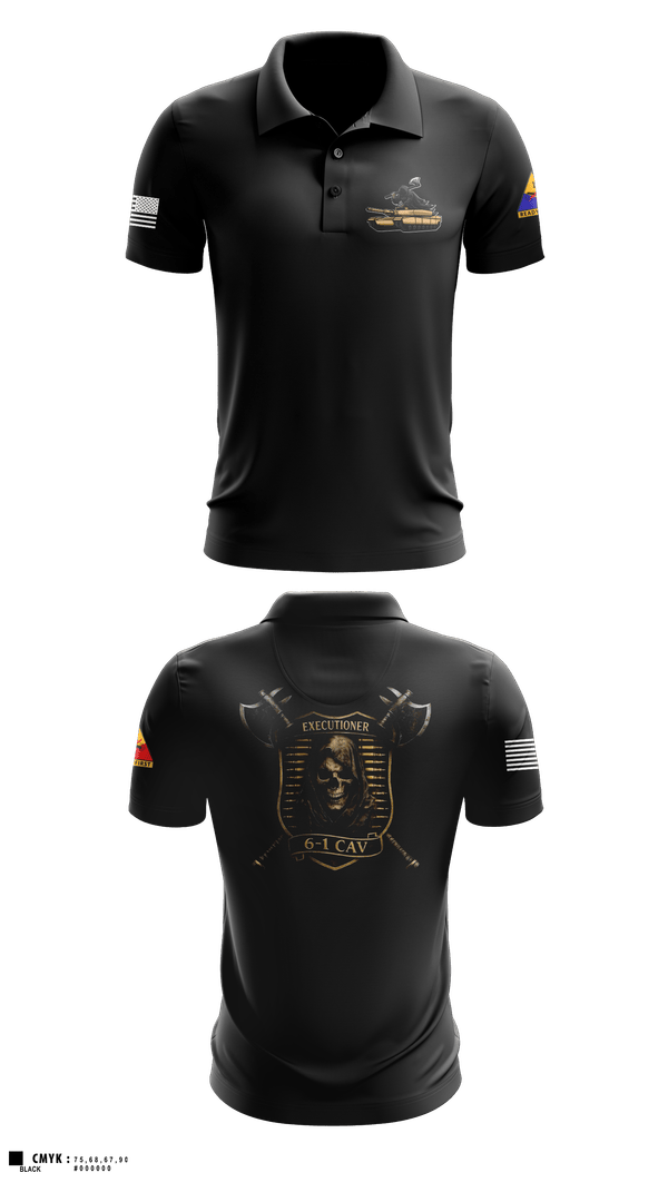 Short Sleeve Performance Polo, E Trp, 6-1 CAV, Army, Teamtime, Team time, sublimation, custom sports apparel, team uniforms, spirit wear, spiritwear, sports uniforms, custom shirts, team store, custom team store, fundraiser sports, apparel fundraiser
