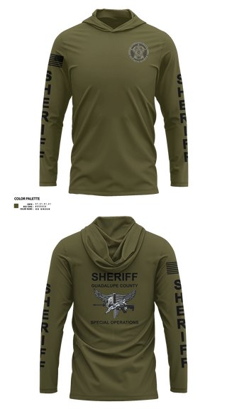 Long Sleeve hooded sunshirt, Guadalupe County SWAT, Police, Teamtime, Team time, sublimation, custom sports apparel, team uniforms, spirit wear, spiritwear, sports uniforms, custom shirts, team store, custom team store, fundraiser sports, apparel fundraiser