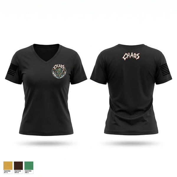 Womens Short Sleeve Vneck Shirt, C BTRY, 2-6 ADA, Army, Teamtime, Team time, sublimation, custom sports apparel, team uniforms, spirit wear, spiritwear, sports uniforms, custom shirts, team store, custom team store, fundraiser sports, apparel fundraiser