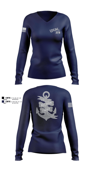 Womens Long Sleeve Vneck Shirt, Belmar Ems 378, EMS/EMT, Teamtime, Team time, sublimation, custom sports apparel, team uniforms, spirit wear, spiritwear, sports uniforms, custom shirts, team store, custom team store, fundraiser sports, apparel fundraiser
