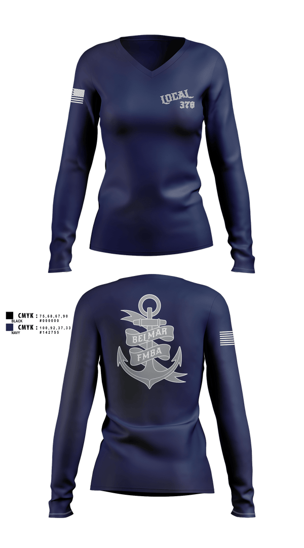 Womens Long Sleeve Vneck Shirt, Belmar Ems 378, EMS/EMT, Teamtime, Team time, sublimation, custom sports apparel, team uniforms, spirit wear, spiritwear, sports uniforms, custom shirts, team store, custom team store, fundraiser sports, apparel fundraiser