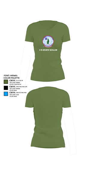 Womens Short Sleeve Vneck Shirt, 2-35 Infantry Batallion, , Teamtime, Team time, sublimation, custom sports apparel, team uniforms, spirit wear, spiritwear, sports uniforms, custom shirts, team store, custom team store, fundraiser sports, apparel fundraiser