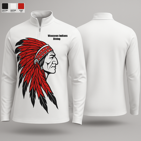 Quarter Zip Jacket, Wauseon Indians Diving, Swimming, Teamtime, Team time, sublimation, custom sports apparel, team uniforms, spirit wear, spiritwear, sports uniforms, custom shirts, team store, custom team store, fundraiser sports, apparel fundraiser