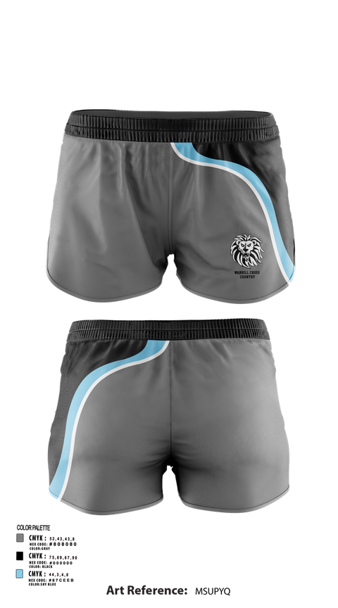 Womens Shorts, Warhill Cross Country, Cross Country, Teamtime, Team time, sublimation, custom sports apparel, team uniforms, spirit wear, spiritwear, sports uniforms, custom shirts, team store, custom team store, fundraiser sports, apparel fundraiser