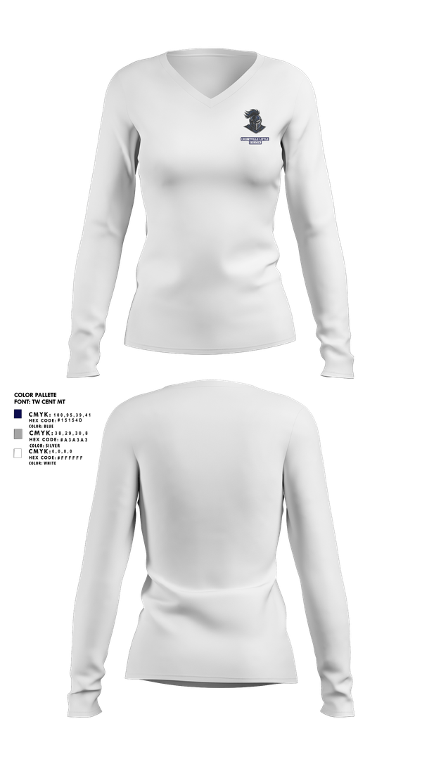 Womens Long Sleeve Vneck Shirt, Cherryville Little Ironmen, , Teamtime, Team time, sublimation, custom sports apparel, team uniforms, spirit wear, spiritwear, sports uniforms, custom shirts, team store, custom team store, fundraiser sports, apparel fundraiser