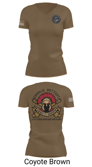 Womens Short Sleeve Vneck Shirt, Charlie Battery 2-114th FA, , Teamtime, Team time, sublimation, custom sports apparel, team uniforms, spirit wear, spiritwear, sports uniforms, custom shirts, team store, custom team store, fundraiser sports, apparel fundraiser