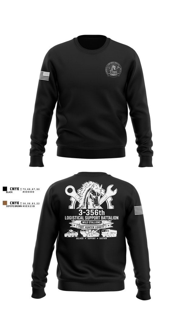 Crew Neck Sweatshirt, 3-356 LSB (Wild Stallions), Army, Teamtime, Team time, sublimation, custom sports apparel, team uniforms, spirit wear, spiritwear, sports uniforms, custom shirts, team store, custom team store, fundraiser sports, apparel fundraiser