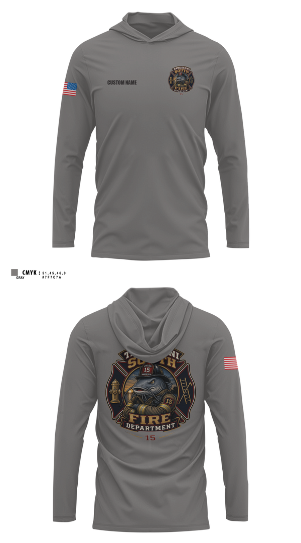 Long Sleeve Hooded Sun Shirt, Tawakoni South Volunteer Fire Department, Fire Department, Teamtime, Team time, sublimation, custom sports apparel, team uniforms, spirit wear, spiritwear, sports uniforms, custom shirts, team store, custom team store, fundraiser sports, apparel fundraiser