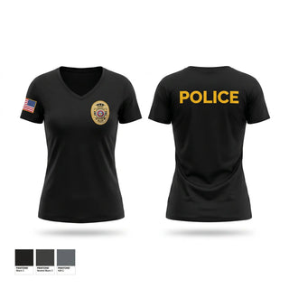 Womens Short Sleeve Vneck Shirt, Simla Police Department, Police, Teamtime, Team time, sublimation, custom sports apparel, team uniforms, spirit wear, spiritwear, sports uniforms, custom shirts, team store, custom team store, fundraiser sports, apparel fundraiser