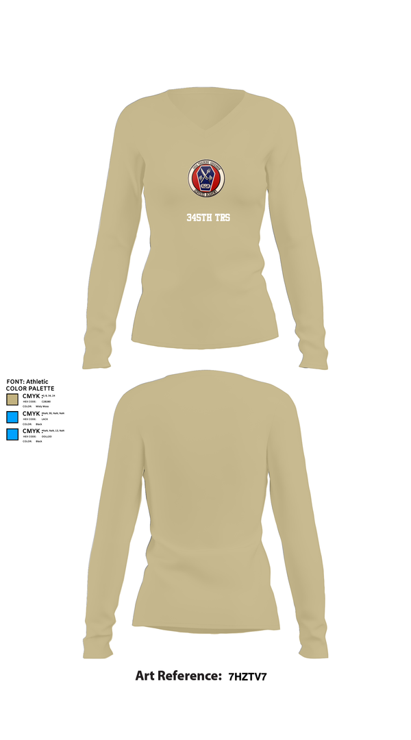 Womens Long Sleeve Vneck Shirt, 345th TRS, , Teamtime, Team time, sublimation, custom sports apparel, team uniforms, spirit wear, spiritwear, sports uniforms, custom shirts, team store, custom team store, fundraiser sports, apparel fundraiser
