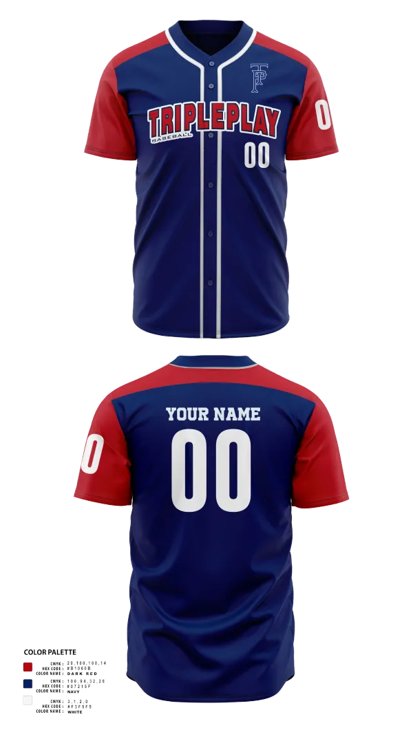 Full Button Baseball Jersey, TRIPLEPLAY, Baseball, Teamtime, Team time, sublimation, custom sports apparel, team uniforms, spirit wear, spiritwear, sports uniforms, custom shirts, team store, custom team store, fundraiser sports, apparel fundraiser