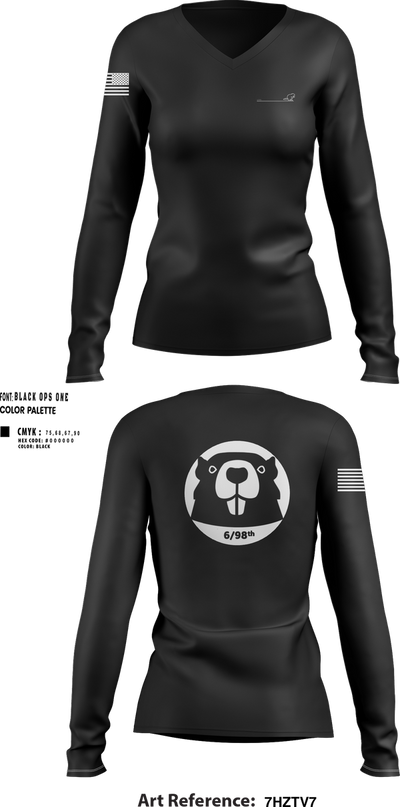 6/98 18800619 Women's Long Sleeve V-neck Shirt - 100