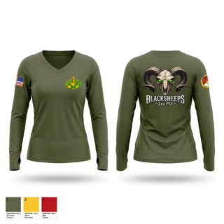 Womens Long Sleeve Vneck Shirt, L TRP, 3/3CR, Army, Teamtime, Team time, sublimation, custom sports apparel, team uniforms, spirit wear, spiritwear, sports uniforms, custom shirts, team store, custom team store, fundraiser sports, apparel fundraiser