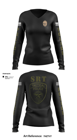 Womens Long Sleeve Vneck Shirt, GAINESVILLE PD SRT, Police, Teamtime, Team time, sublimation, custom sports apparel, team uniforms, spirit wear, spiritwear, sports uniforms, custom shirts, team store, custom team store, fundraiser sports, apparel fundraiser