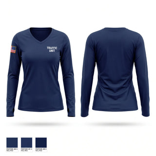 Womens Long Sleeve Vneck Shirt, Traffic Unit, Police, Teamtime, Team time, sublimation, custom sports apparel, team uniforms, spirit wear, spiritwear, sports uniforms, custom shirts, team store, custom team store, fundraiser sports, apparel fundraiser