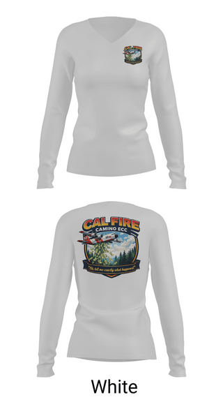 Womens Long Sleeve Vneck Shirt, CAMINO ECC, Fire Department, Teamtime, Team time, sublimation, custom sports apparel, team uniforms, spirit wear, spiritwear, sports uniforms, custom shirts, team store, custom team store, fundraiser sports, apparel fundraiser