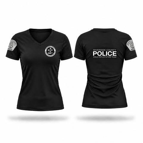 Womens Short Sleeve Vneck Shirt, Riverside County Child Exploitation Team, Police, Teamtime, Team time, sublimation, custom sports apparel, team uniforms, spirit wear, spiritwear, sports uniforms, custom shirts, team store, custom team store, fundraiser sports, apparel fundraiser