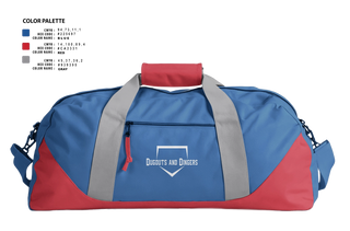 Duffle Bag, Dugouts and Dingers, Baseball, Teamtime, Team time, sublimation, custom sports apparel, team uniforms, spirit wear, spiritwear, sports uniforms, custom shirts, team store, custom team store, fundraiser sports, apparel fundraiser