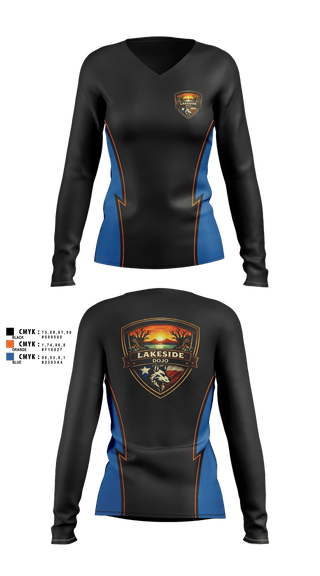 Womens Long Sleeve Vneck Shirt, Lakeside Dojo, , Teamtime, Team time, sublimation, custom sports apparel, team uniforms, spirit wear, spiritwear, sports uniforms, custom shirts, team store, custom team store, fundraiser sports, apparel fundraiser