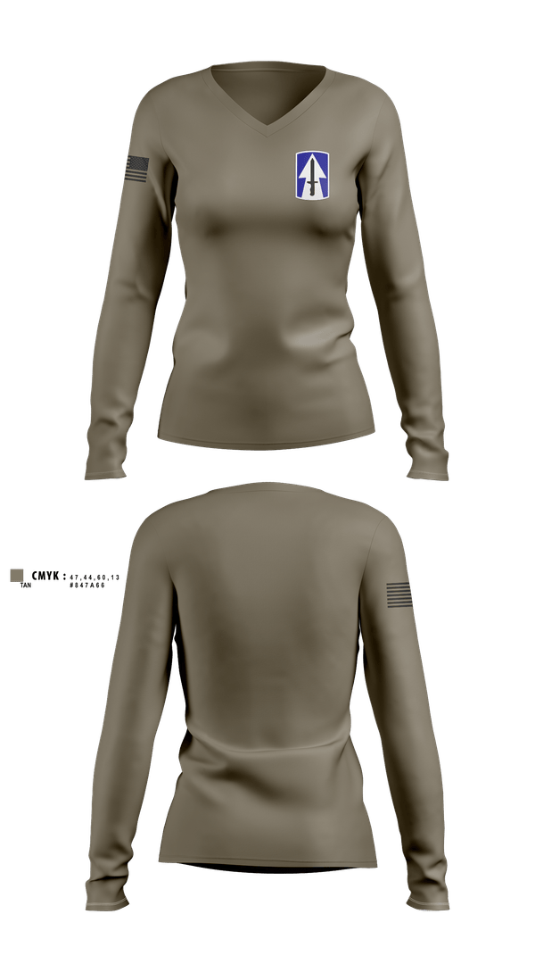Womens Long Sleeve Vneck Shirt, 76th IBCT, , Teamtime, Team time, sublimation, custom sports apparel, team uniforms, spirit wear, spiritwear, sports uniforms, custom shirts, team store, custom team store, fundraiser sports, apparel fundraiser