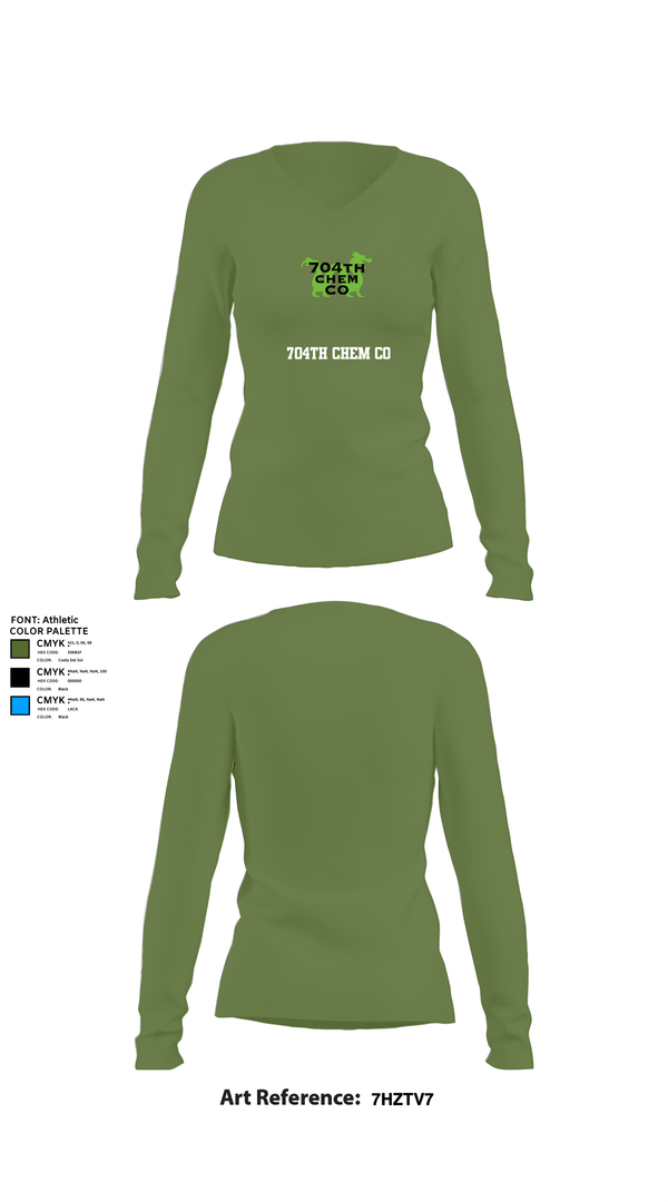 Womens Long Sleeve Vneck Shirt, 704th Chem Co, , Teamtime, Team time, sublimation, custom sports apparel, team uniforms, spirit wear, spiritwear, sports uniforms, custom shirts, team store, custom team store, fundraiser sports, apparel fundraiser