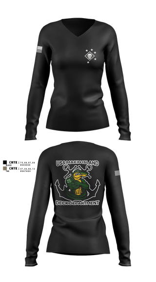 Womens Long Sleeve Vneck Shirt, DECK DEPARTMENT, , Teamtime, Team time, sublimation, custom sports apparel, team uniforms, spirit wear, spiritwear, sports uniforms, custom shirts, team store, custom team store, fundraiser sports, apparel fundraiser
