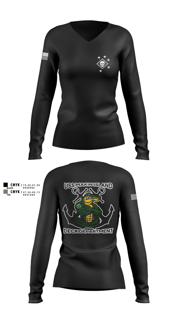 Womens Long Sleeve Vneck Shirt, DECK DEPARTMENT, , Teamtime, Team time, sublimation, custom sports apparel, team uniforms, spirit wear, spiritwear, sports uniforms, custom shirts, team store, custom team store, fundraiser sports, apparel fundraiser