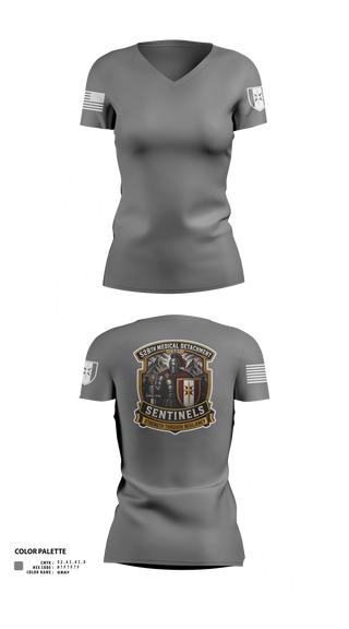 Womens Short Sleeve Vneck Shirt, 528th MED DET COSC, Army, Teamtime, Team time, sublimation, custom sports apparel, team uniforms, spirit wear, spiritwear, sports uniforms, custom shirts, team store, custom team store, fundraiser sports, apparel fundraiser