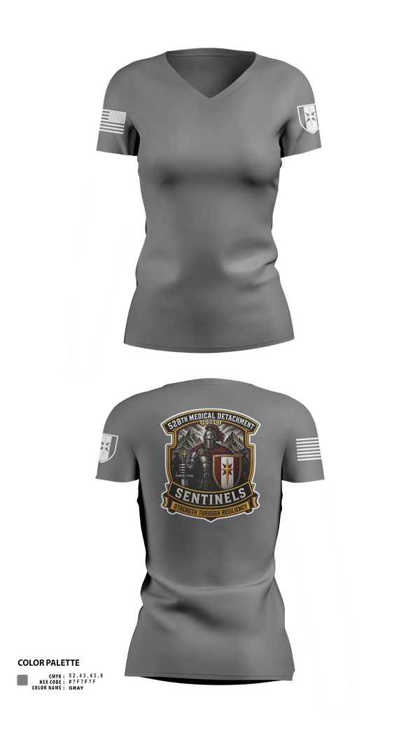 Womens Short Sleeve Vneck Shirt, 528th MED DET COSC, Army, Teamtime, Team time, sublimation, custom sports apparel, team uniforms, spirit wear, spiritwear, sports uniforms, custom shirts, team store, custom team store, fundraiser sports, apparel fundraiser