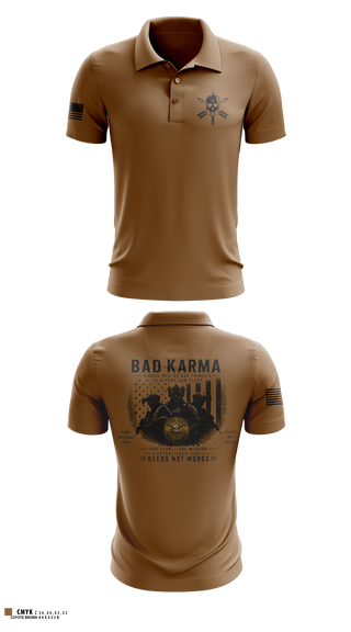 Short Sleeve Performance Polo, Bad Karma, Army, Teamtime, Team time, sublimation, custom sports apparel, team uniforms, spirit wear, spiritwear, sports uniforms, custom shirts, team store, custom team store, fundraiser sports, apparel fundraiser