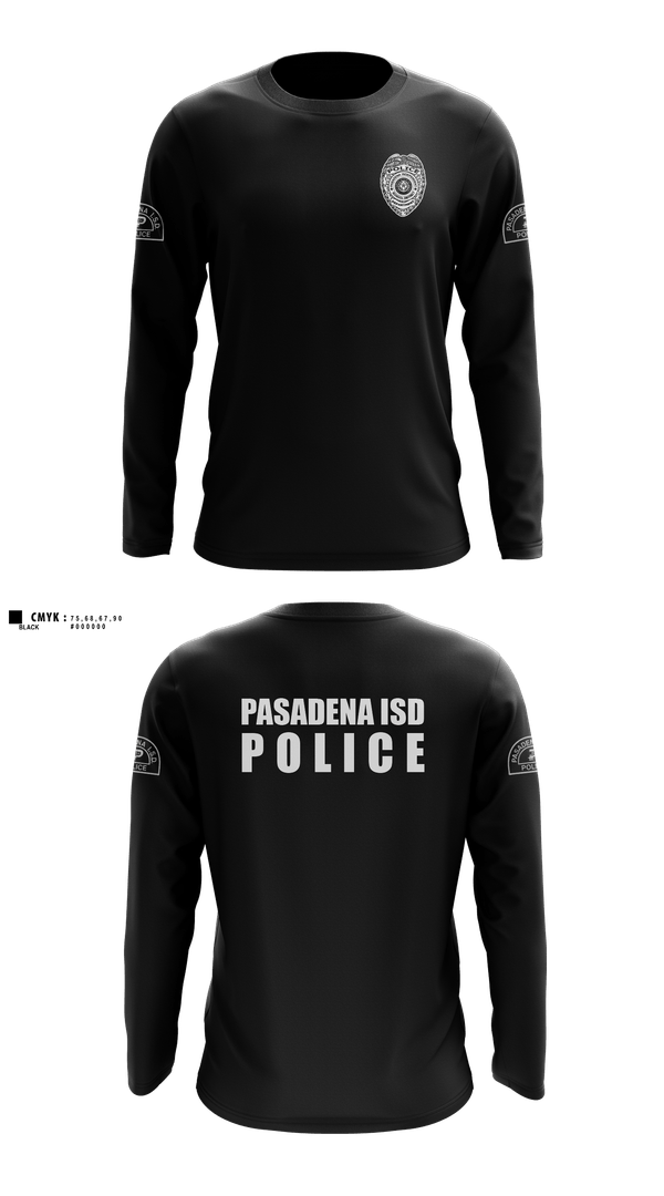 Long Sleeve Performance Shirt, Pasadena I.S.D., Police, Teamtime, Team time, sublimation, custom sports apparel, team uniforms, spirit wear, spiritwear, sports uniforms, custom shirts, team store, custom team store, fundraiser sports, apparel fundraiser