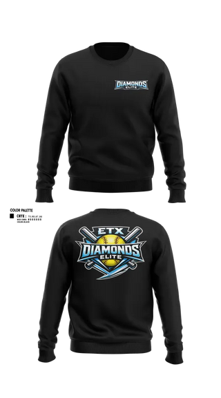 Crew Neck Sweatshirt, ETX Diamonds Elite, Softball, Teamtime, Team time, sublimation, custom sports apparel, team uniforms, spirit wear, spiritwear, sports uniforms, custom shirts, team store, custom team store, fundraiser sports, apparel fundraiser