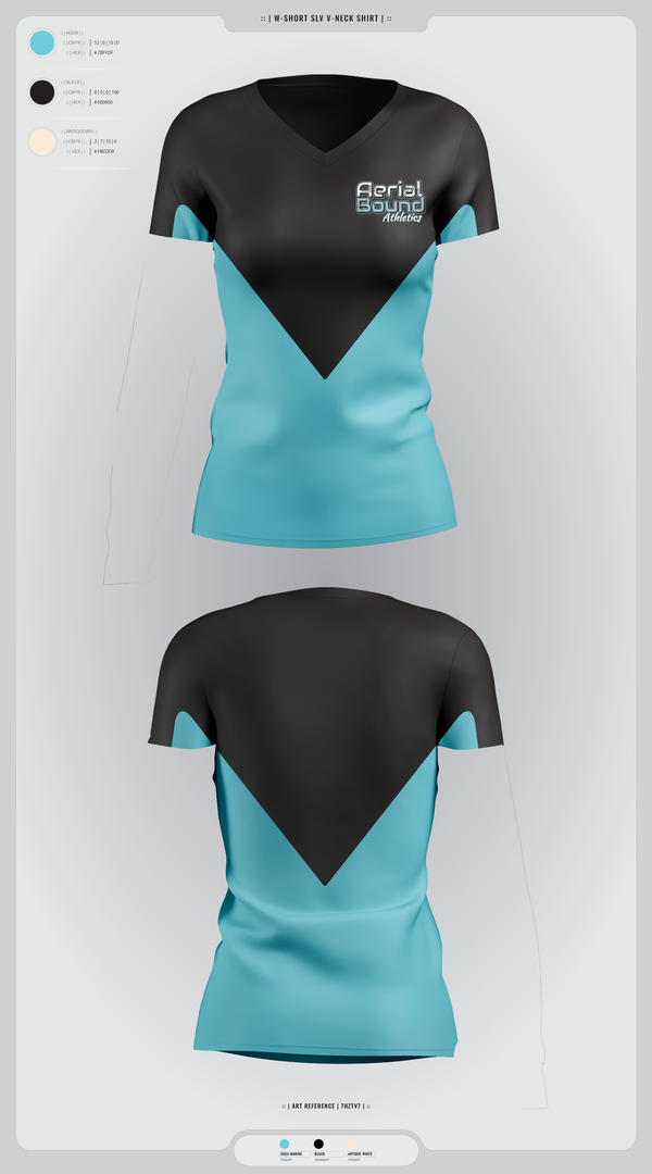 Womens Short Sleeve Vneck Shirt, Aerial Bound Athletics, Spirit Store, Teamtime, Team time, sublimation, custom sports apparel, team uniforms, spirit wear, spiritwear, sports uniforms, custom shirts, team store, custom team store, fundraiser sports, apparel fundraiser