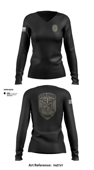 Womens Long Sleeve Vneck Shirt, Goon Squad PRPD, Police, Teamtime, Team time, sublimation, custom sports apparel, team uniforms, spirit wear, spiritwear, sports uniforms, custom shirts, team store, custom team store, fundraiser sports, apparel fundraiser